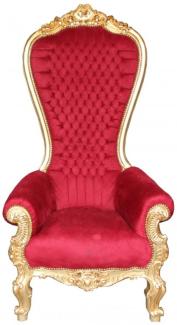 Casa Padrino Barock Thron Sessel Majestic Mod2 Bordeaux Rot/Gold - Riesensessel -Thron Stuhl Tron