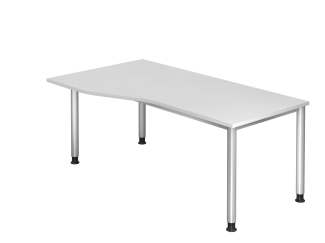 Schreibtisch HS18 4-Fuß rund 180x100 / 80cm Weiß Gestellfarbe: Silber