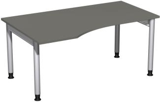 PC-Schreibtisch '4 Fuß Pro' links, höhenverstellbar, 160x100cm, Graphit / Silber