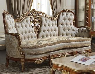 Casa Padrino Luxus Barock Sofa Creme / Silber / Braun / Gold - Edles handgefertigtes Wohnzimmer Sofa mit elegantem Muster