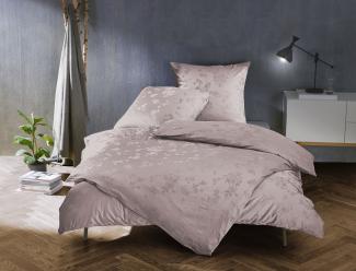 Bettwaesche-mit-Stil Mako Satin Jacquard Damast Bettwäsche Zoé Rose – puder – Garnitur 155x220 + 80x80 cm