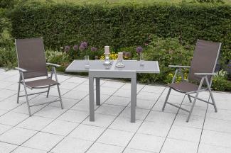 YOURSOL by Merxx Gartenmöbel Set Amalfi 2 Personen ausziehbarer Balkontisch 65 - 130 cm, graues Glas