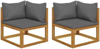 vidaXL Ecksofas 2 Stk. Modular mit Kissen Massivholz Akazie