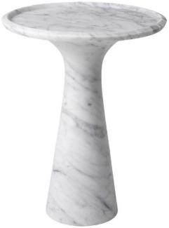 Casa Padrino Luxus Beistelltisch Weiß Ø 46,5 x H. 60 cm - Runder Beistelltisch aus hochwertigem Carrara Marmor - Luxus Möbel