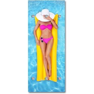 Queence Garderobe - "Swimmingpool" Druck auf hochwertigem Arcylglas inkl. Edelstahlhaken und Aufhängung, Format: 50x120cm