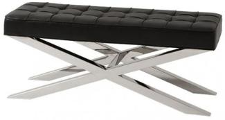 Casa Padrino Luxus Sitzbank mit schwarzer Leder Optik 120 x 42,5 x H. 53,5 cm - Luxus Sitzbank