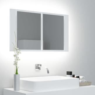 vidaXL LED-Bad-Spiegelschrank Weiß 80x12x45 cm
