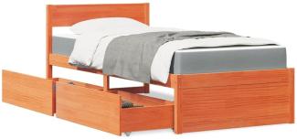 Bett mit Schubladen und Matratze Wachsbraun 90x200 Massivholz 3281909