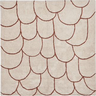 Teppich Baumwolle beige braun 200 x 200 cm geometrisches Muster Kurzflor AVDAN