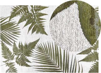 Teppich Baumwolle grün 140 x 200 cm Blättermuster Kurzflor BARZAH
