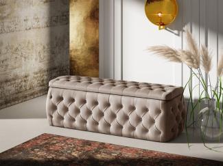 Polsterhocker mit Stauraum ERNESTO 120x50x45 cm Elisa Velvet Beige