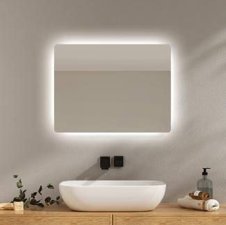 EMKE LED Badspiegel Badezimmerspiegel mit Beleuchtung Wandspiegel mit Druckknopfschalter 2 Farben des Lichts Beschlagfrei 60x45 cm
