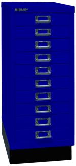 Bisley MultiDrawer™, 29er Serie mit Sockel, DIN A4, 10 Schubladen, Farbe oxfordblau