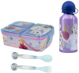 Disney Lunchbox Disney Die Eiskönigin Anna Elsa 4 tlg Kinder Lunch Set, (4-tlg), Brotdose Alu-Trinkflasche Besteck