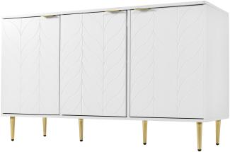 Merax Kommode, Nachtschrank Sideboard mit 3 Türen und 6 Fächer 127x45x75cm