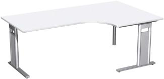 PC-Schreibtisch 'C Fuß Pro' rechts, höhenverstellbar, 200x120cm, Weiß / Silber