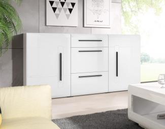 Sideboard "Tulsa" Kommode 180cm MDF weiß Hochglanz 2-türig