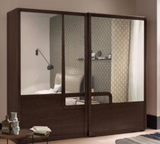 Casa Padrino Luxus Schlafzimmerschrank Braun 295 x 67 x H. 250 cm - Edler Massivholz Kleiderschrank mit 2 Schiebetüren - Schlafzimmer Möbel - Luxus Qualität - Made in Italy