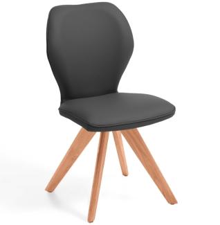 Niehoff Sitzmöbel Colorado Trend-Line Design-Stuhl Gestell Kernbuche - Leder Napoli anthrazit