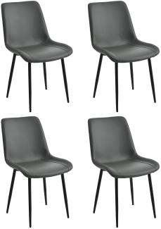 Merax Esszimmerstuhl (4 St), 4er-Set Polsterstuhl, Sitzfläche aus Kunstleder, Gestell aus Metall, Verstellbare Vorderbeine, Dunkelgrau