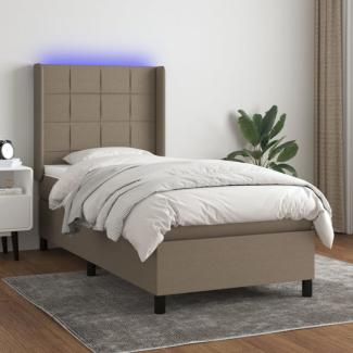 Boxspringbett mit Matratze & LED Taupe 90x190 cm Stoff (Farbe: Taupe)