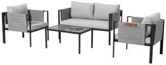 TrendLine Loungeset Edelstahl Amalfi 4-teilig mit Sofa, Sesseln und Tisch