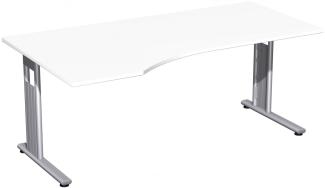 PC-Schreibtisch 'C Fuß Flex' links, feste Höhe 180x100x72cm, Weiß / Silber