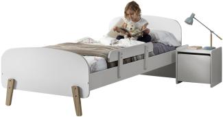 Kinderbett >KIDDY< in weiß aus Massiv Kiefer und MDF - 205,5x72,5x95cm (BxHxT)