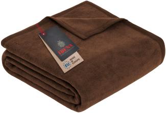 Ibena Porto XXL Decke 180x220 cm – Baumwollmischung weich, warm & waschbar, Tagesdecke braun einfarbig