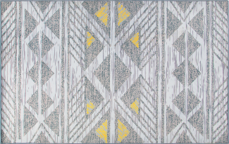 Teppich grau-gelb 160 x 230 cm geometrisches Muster Kurzflor KARGI