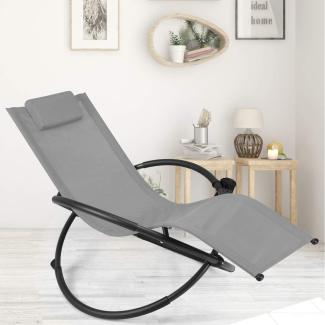 COSTWAY Schaukelliege tragbar Liegestuhl Outdoor klappbare Relaxliege mit Abnehmbarer Kopfstütze & Getränkehalter für Camping Grau