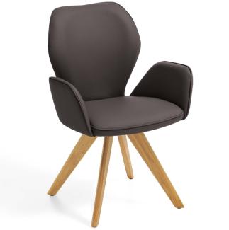 Niehoff Sitzmöbel Colorado Trend-Line Design-Armlehnenstuhl Eichen/Leder - 180° drehbar Napoli mocca