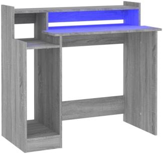 Schreibtisch mit LEDs, Holzwerkstoff, Grau Sonoma, 97x45x90 cm