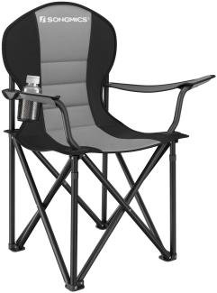 SONGMICS Campingstuhl, klappbar, Klappstuhl, komfortabler mit Schaumstoff gepolsterter Sitz, mit Flaschenhalter, hoch belastbar, max. Belastbarkeit 250 kg