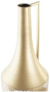 Vase DKD Home Decor Gold Metall Creme Tropical Pflanzenblatt (21 x 21 x 81 cm)