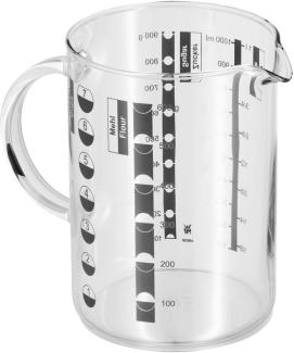 WMF Gourmet Glas Messbecher 1l, hitzebeständiges Glas, Skalierung für Liter, Milliliter, Tassen und Gramm, Transparent