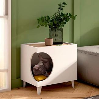 Skraut Home Beistelltisch für Haustiere Ellie Weiß/Eiche, 47x37x49cm