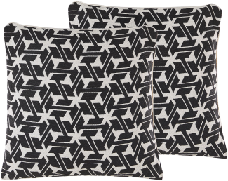 Dekokissen geometrisches Muster Baumwolle schwarz creme 45 x 45 cm 2er Set ANDIRIN