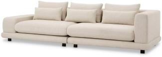 Casa Padrino Luxus Sofa Beige / Schwarz 285 x 106 x H. 66 cm - Wohnzimmer Sofa mit Kissen - Wohnzimmer Möbel - Luxus Möbel - Wohnzimmer Einrichtung - Luxus Einrichtung - Luxus Qualität