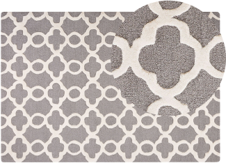 Teppich grau 140 x 200 cm marokkanisches Muster Kurzflor ZILE
