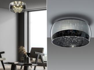 Kristall LED Deckenleuchte Glas Chrom verspiegelt & Rauchglas Optik Ø 50cm