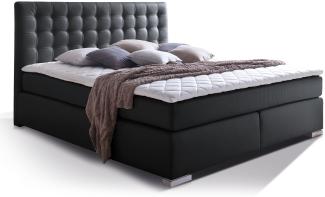 Möbel-Eins ISABELL PLUS Boxspringbett schwarz 200 x 200 cm, Härtegrad 3