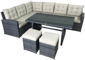 Luxus Premium Garten Polyrattan Lounge grau Gartenmöbel SET Sitzgruppe 21-Teilig