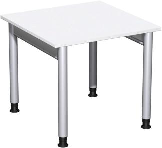 Schreibtisch '4 Fuß Pro' höhenverstellbar, 80x80cm, Weiß / Silber