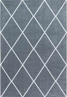 Kurzflor Teppich Roberto rechteckig - 120x170 cm - Silberfarbe
