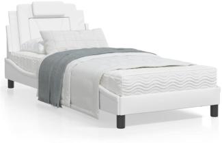 vidaXL Bett mit Matratze Weiß 90x200 cm Kunstleder