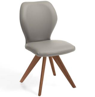 Niehoff Sitzmöbel Colorado Trend-Line Design-Stuhl Wild-Nussbaum/Polyester - 180° drehbar Atlantis grau
