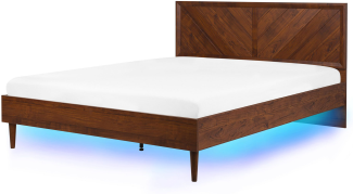 Bett dunkler Holzfarbton 180 x 200 cm mit LED-Beleuchtung bunt MIALET