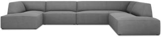 Micadoni 7-Sitzer Panorama Ecke rechts Sofa Ruby | Bezug Grey | Beinfarbe Black Plastic