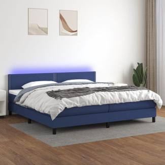Boxspringbett mit Matratze & LED Stoff Blau 200 x 200 cm, Härtegrad: H2 [3133107]